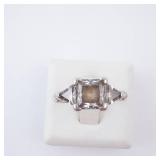 3 Stone Sterling Silver Ring - Size 8