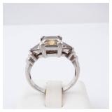 3 Stone Sterling Silver Ring - Size 8