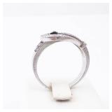 Thai 925 FAS Ring - Sterling Silver Beaded Dome Top, Intricate Textured Band & Triangular Side