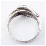 Thai 925 FAS Ring - Sterling Silver Beaded Dome Top, Intricate Textured Band & Triangular Side