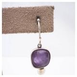 Amethyst & Pearl Sterling Silver Dangle Earrings