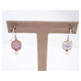 Amethyst & Pearl Sterling Silver Dangle Earrings