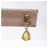 Vermeil Earrings - Round Clear CZ Top & Pear-Peridot Teardrop Drop