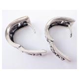 Floral Intricate Huggie Sterling Silver Earrings
