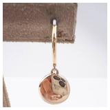 KC Two-Tone Disk Earrings - Black Enamel Half & Gold Tone, Lever-Back Drops