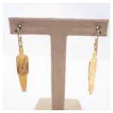 Tribal Red Enamel Drop Earrings - Gold-Tone (Pair)