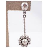 Sterling Silver Flower Drop Earrings TM-194 - Mexico