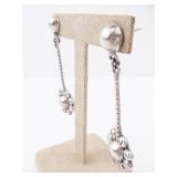 Sterling Silver Flower Drop Earrings TM-194 - Mexico