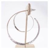Sterling Silver Hoop Earrings - Large Twisted Textured