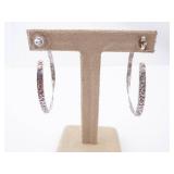 Sterling Silver Hoop Earrings - Large Twisted Textured