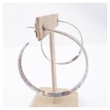 Sterling Silver Hoop Earrings - Large Twisted Textured