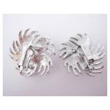 Monet Pearl Center Burst Clip-On Earrings - Silver Tone
