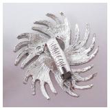 Monet Pearl Center Burst Clip-On Earrings - Silver Tone