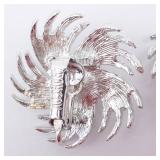 Monet Pearl Center Burst Clip-On Earrings - Silver Tone