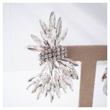 Crystal Sunburst Rhinestone Pierced  Earrings - Clear Sparkle