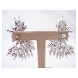 Crystal Sunburst Rhinestone Pierced  Earrings - Clear Sparkle