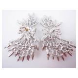 Crystal Sunburst Rhinestone Pierced  Earrings - Clear Sparkle