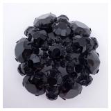 Weiss Signed Black Crystal Ball Brooch - Vintage Rhinestone Cluster Pin