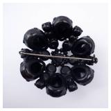 Weiss Signed Black Crystal Ball Brooch - Vintage Rhinestone Cluster Pin