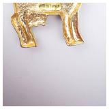 Cow Enamel Brooch Pin - Black & White Body with Gold-Tone Head