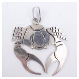 Sterling Silver Cancer Zodiac Sign Pendant - Crab Motif Necklace Charm