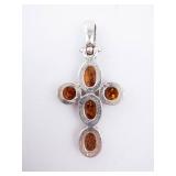 Baltic Amber Sterling Silver Cross Pendant