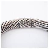 Amethyst Sterling Silver Hinge Cuff Bracelet - Twisted Rope Design