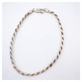 Bracelet - Two Tone Sterling Silver Rope Chain Bracelet
