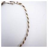 Bracelet - Two Tone Sterling Silver Rope Chain Bracelet