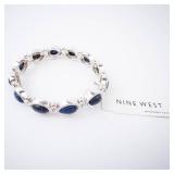 Nine West Silver Bracelet with Blue Oval Cabochon Stones