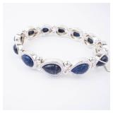 Nine West Silver Bracelet with Blue Oval Cabochon Stones