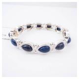 Nine West Silver Bracelet with Blue Oval Cabochon Stones