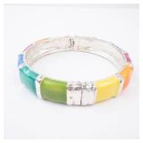 Bracelet - Multicolor Enamel Segmented Links, Silver-Tone