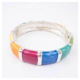 Bracelet - Multicolor Enamel Segmented Links, Silver-Tone