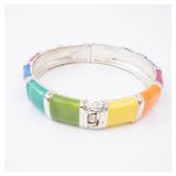 Bracelet - Multicolor Enamel Segmented Links, Silver-Tone