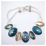 Napier - Silver-Tone Multi-Oval Gemstone Bracelet