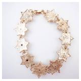 Bracelet - Gold-Tone Red Stone with Clear Crystals & Starburst Links