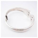 Spoon Cuff Bracelet Silver Plate - England Marked Floral End Caps Open Cuff