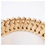 Italian Gold-Tone Bracelet with Green Gemstone Bezel - Vintage Engraved