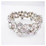 Crystal Rhinestone Bracelet - Silver Tone, Statement Cocktail Jewelry
