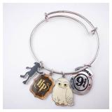 Harry Potter Charm Bracelet - Hedwig Owl, Hogwarts Crest & Platform 9 3/4 Charms