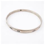 Sterling Silver Bangle Bracelet - Patterned Grapes/Leaves Motif