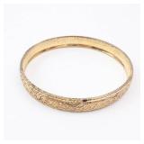 Gold-Tone Etched Floral Baby Band Bangle- Vintage Style