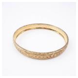 Gold-Tone Etched Floral Baby Band Bangle- Vintage Style