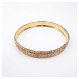 Gold-Tone Etched Floral Baby Band Bangle- Vintage Style
