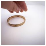 Gold-Tone Etched Floral Baby Band Bangle- Vintage Style