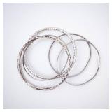 Hammered Silver Bangles - Group of 5