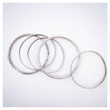 Hammered Silver Bangles - Group of 5