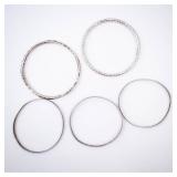 Hammered Silver Bangles - Group of 5