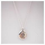 Sterling Silver Pendant Necklace - Stronger Than Yesterday Disc, Adjustable Chain